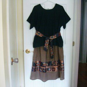 Top and Skirt with Belt Handmade in Mexico Vintage 90s Unique One of A Kind